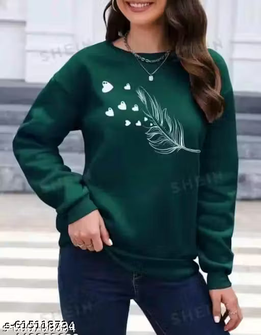 Printed Graphic Sweatshirt Long Sleeves Round Neck For Women's & Girls