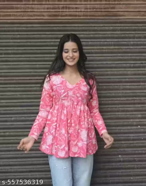Trending Cotton Colorful Peplam Top for Women. women top kurti short kurti printed kurti bandhani kurti sleeveless kurti causal kurti dailywear kurti pink kurti long sleeve kurti
