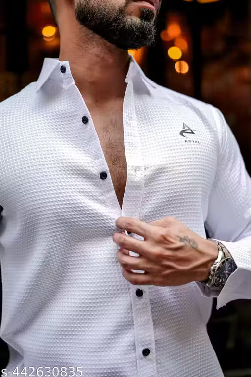 WAFFLE TEXTURE LONG SLEEVE SHIRT