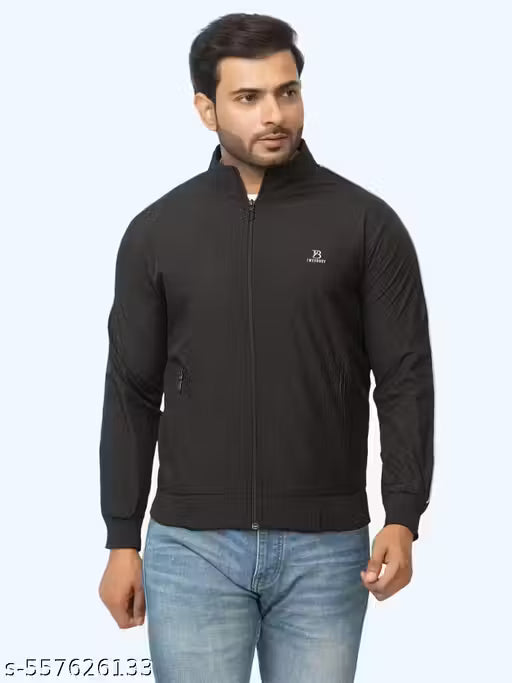 TWEUNBOY Casual Winter Wear Zippered Jackets For Men || Men's Solid Wind Cheater Jacket With Zipper || Ribbed Waist And Ribbed Wrist Cuffs For Perfect Fit || Casual And Sports Jacket
