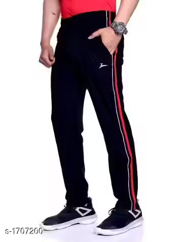 Zeffit Men's Stripes Black Track Pants