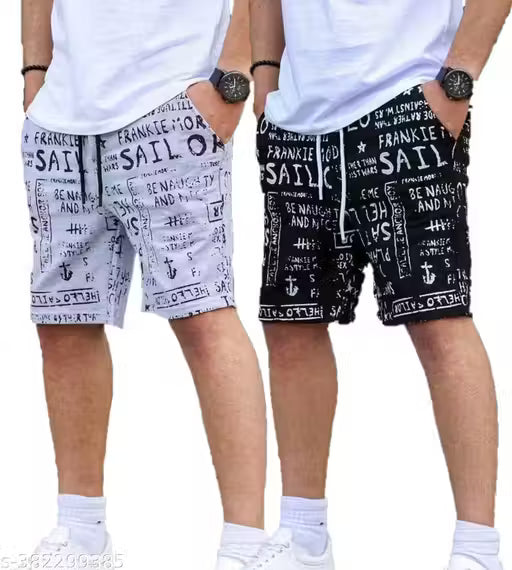 Men's Cotton Shorts | pack of 2 | Printed casual Shorts for mena
