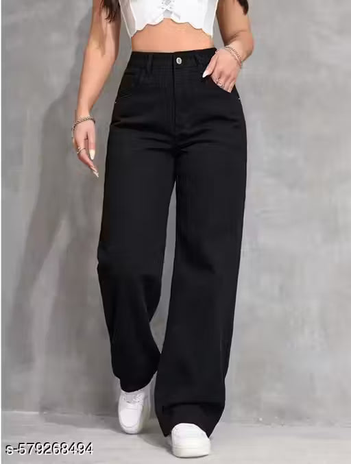 Women Straight Fit High Rise Black Jeans