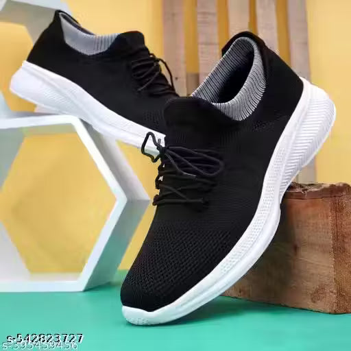 LUVLEO Latest Trendy New Men's Lightweight Breathable Lace Up Casual Sport Shoes Sneakers Black Sports Shoes, Walking Shoes, Running Shoes