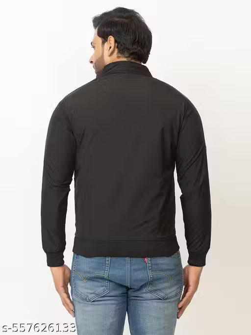 TWEUNBOY Casual Winter Wear Zippered Jackets For Men || Men's Solid Wind Cheater Jacket With Zipper || Ribbed Waist And Ribbed Wrist Cuffs For Perfect Fit || Casual And Sports Jacket