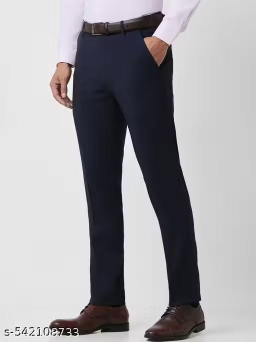 Q AND K Classic Fit Formal Trousers - Dark Blue