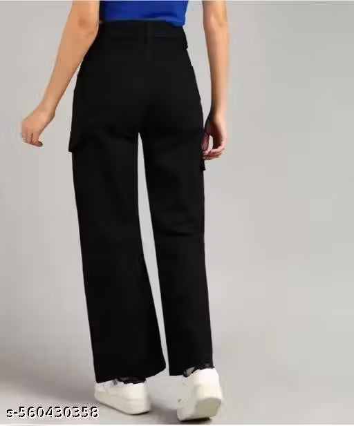 Name : WOMENS STRAIGHT BLACK JEANS, TRENDY GIRLS JEANS WEAR  Fabric