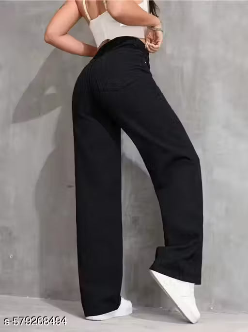 Women Straight Fit High Rise Black Jeans
