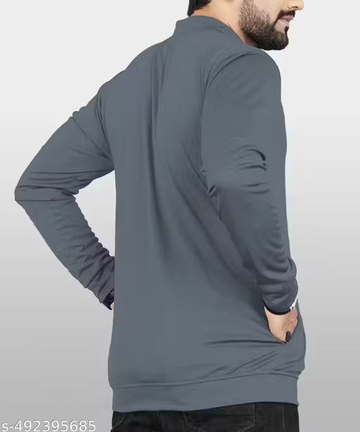 Full Sleeve Polyester Full Zip with Pocket Solid Men's Sports Track Standard Length Jacket