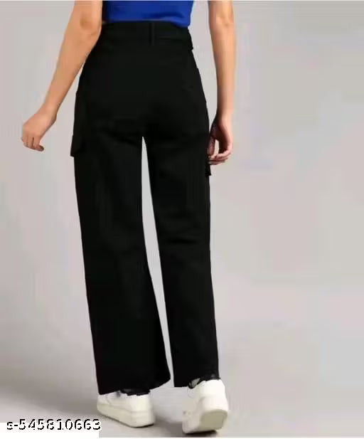 HOOZ BERRY 6-POCKET SILKY PLAIN BLACK JEANS FOR GIRLS AND WOMEN