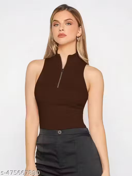 Trendystore Half Zip Mock Neck Tank Top Workwear