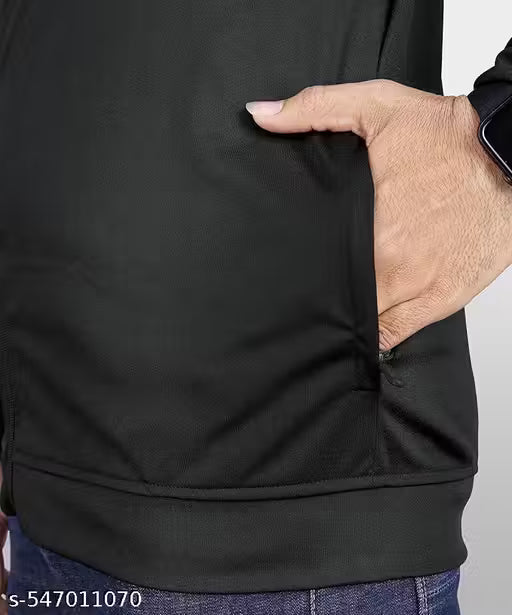 en Solid Lycra Sports Jacket Long Sleeves Full Zip with Pocket Gym, Running & Travel Upper Wear