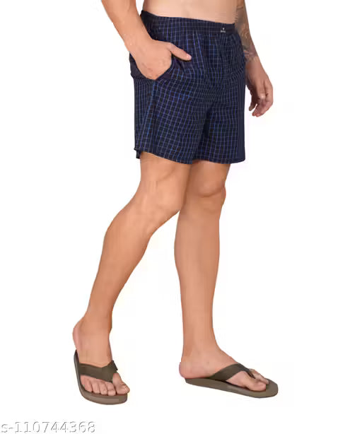 Mens Shorts / Boxer Shorts Cotton Checks Side Pockets 0102 (Pack of 2)