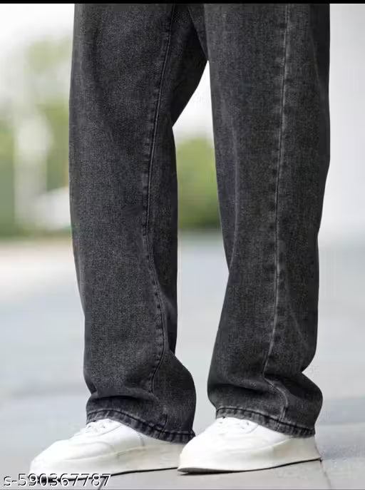 BAGGY MENS WEAR dark GREY WIDELEG DENIM JEANS