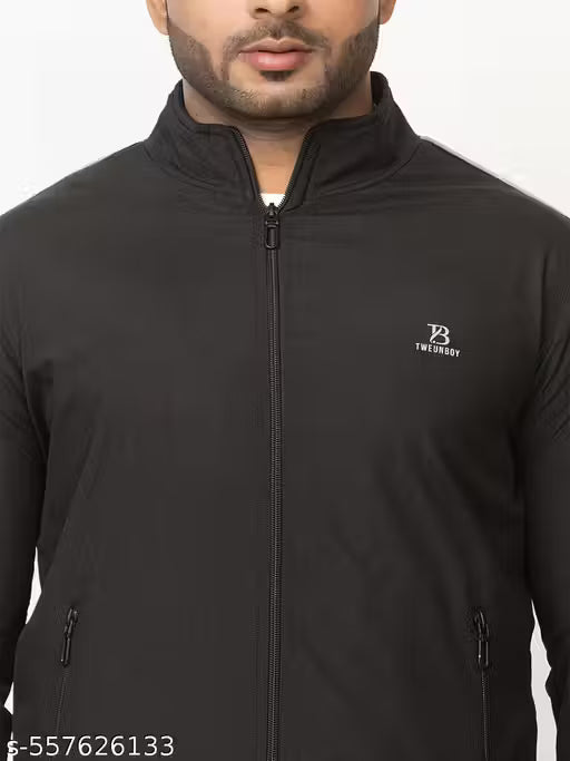 TWEUNBOY Casual Winter Wear Zippered Jackets For Men || Men's Solid Wind Cheater Jacket With Zipper || Ribbed Waist And Ribbed Wrist Cuffs For Perfect Fit || Casual And Sports Jacket