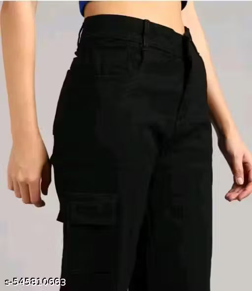 HOOZ BERRY 6-POCKET SILKY PLAIN BLACK JEANS FOR GIRLS AND WOMEN