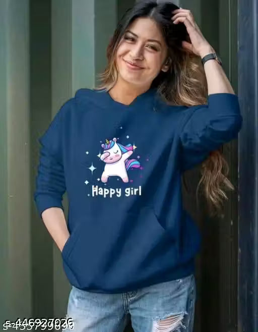 FASHIONABLE FLEECE FABRIC STYLISH PRINTED HOODIES FOR WOMEN || FLEECE FABRIC WINTER COMFORTABLE SWEATSHIRT-1