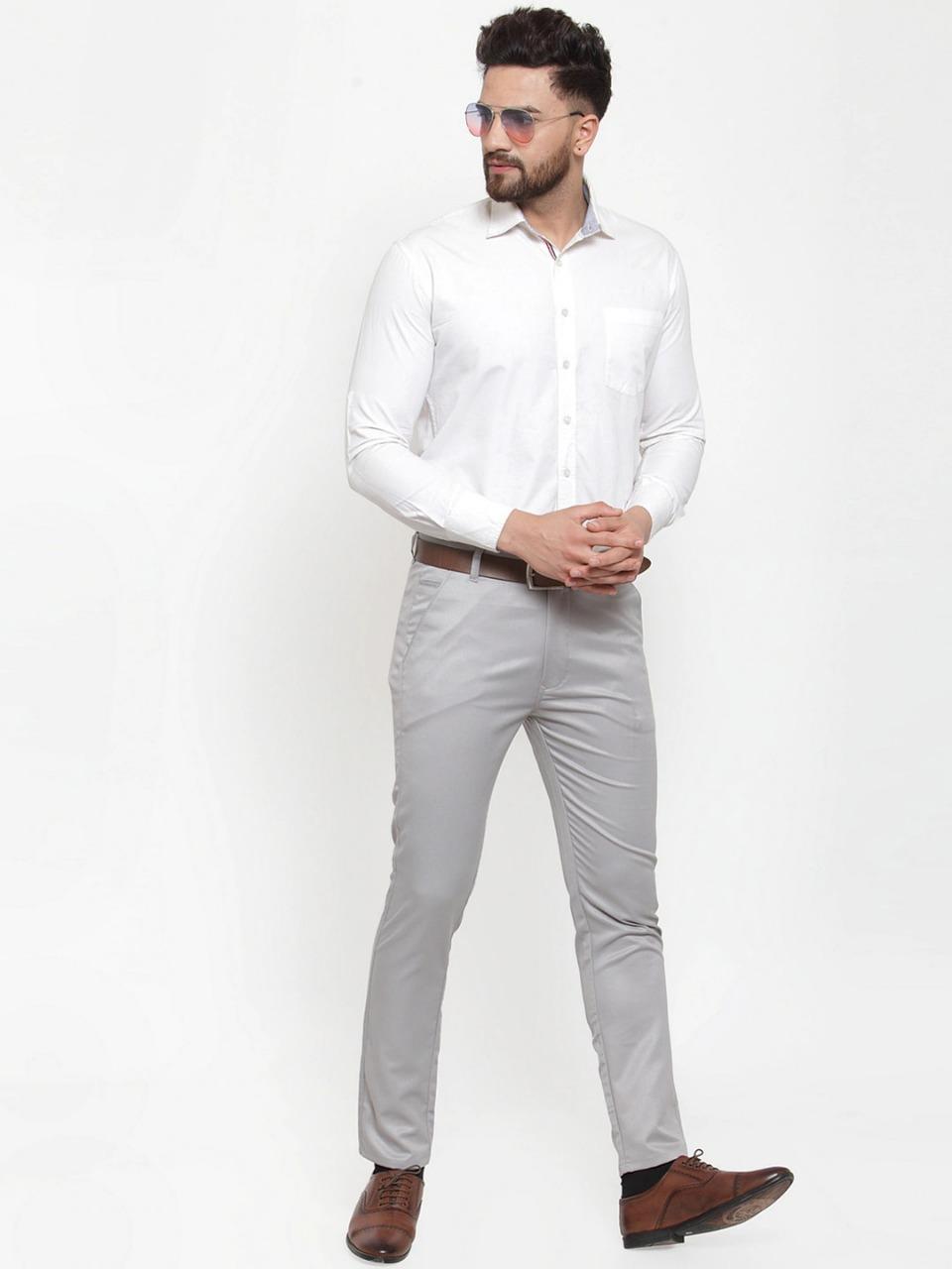 Stretchable Lycra Solid Slim Fit Mens Formal Trouser
