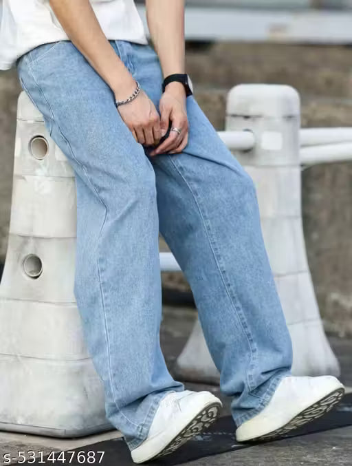 BAGGY MENS WEAR ice blue WIDELEG DENIM JEANS