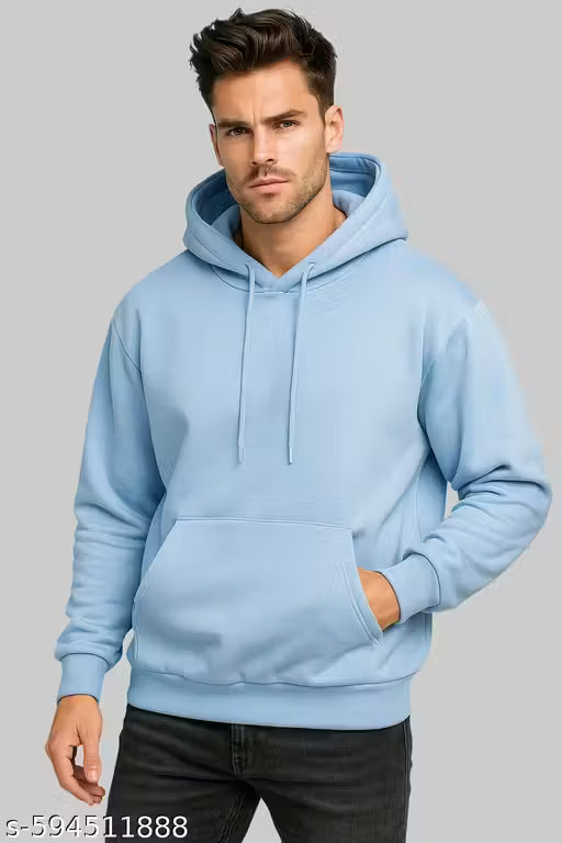 Men Solid Hooded Sweatshirt