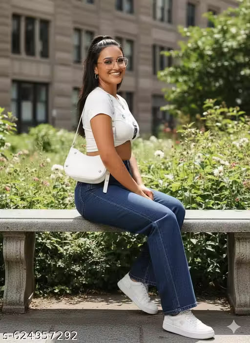 H&H DARK BLUE WIDE LEG DENIM JEANS WOMENS