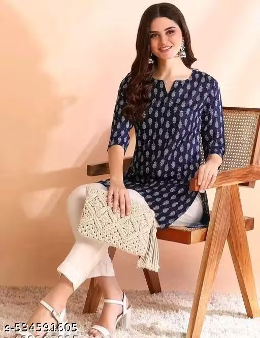 Straight Short Kurta for Girls and Women