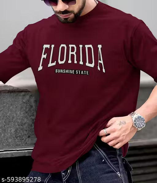 printed oversize down shoulder tshirt for men