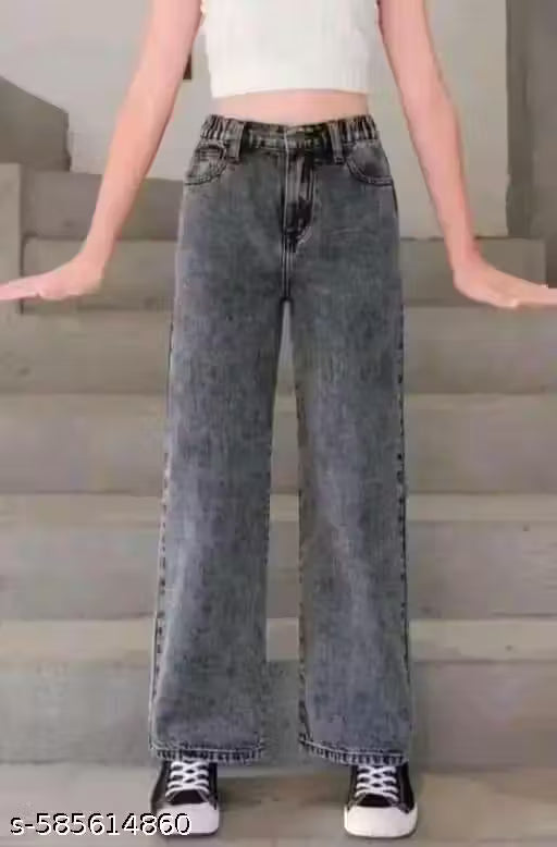 STRAIGHT FIT FADED LOOK GREY JEANS FOR GIRLS AND WOMEN