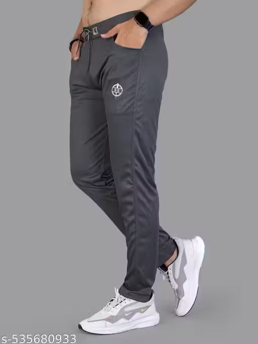 2 Way Lycra Polyester Boys Zipper Pocket Strachable Comfortable Track Pants (Gray)