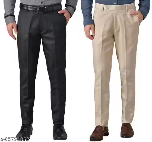 ARDLOR Men's Regular Fit Cotton Blend Formal Solid Trouser - Pack of 2 | Trouser for Men | Formal Trouser for Men | Casual Trouser for Men | Trouser | Pant | Solid Trouser