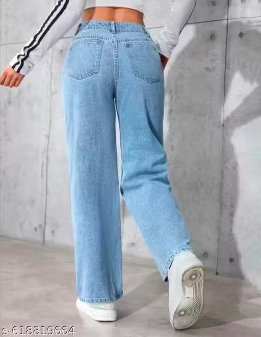 STRAIGHT FIT FADED JEANS , GIRLS AND WOMEN