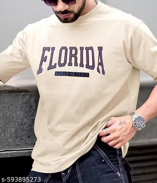 printed oversize down shoulder tshirt for men