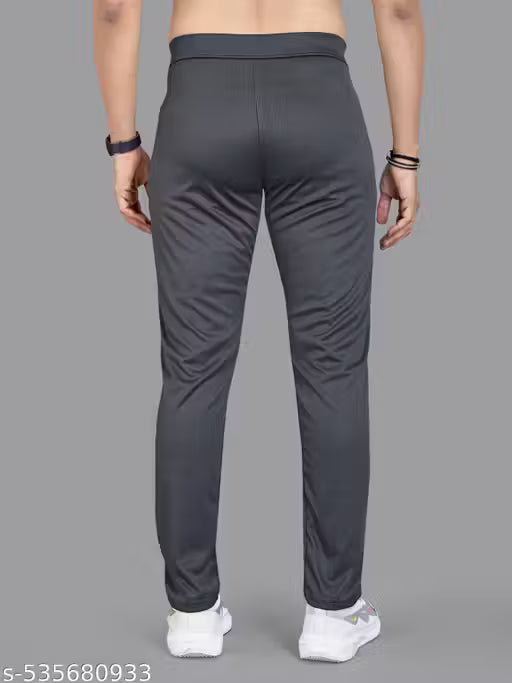 2 Way Lycra Polyester Boys Zipper Pocket Strachable Comfortable Track Pants (Gray)