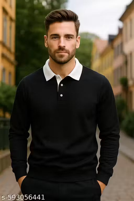 ✓ Winter Men’s Polo Neck Sweatshirt – Stylish, Warm & Everyday Wear