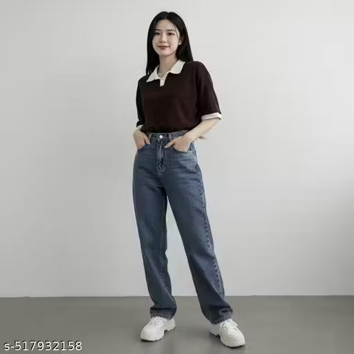 Korean Fashion Crop Top for Women || Trendy Korean Style Summer Top || Stylish Korean Polo Neck Crop Top || Lightweight Summer Crop Tee || Casual Korean Crop Top for Summer ||