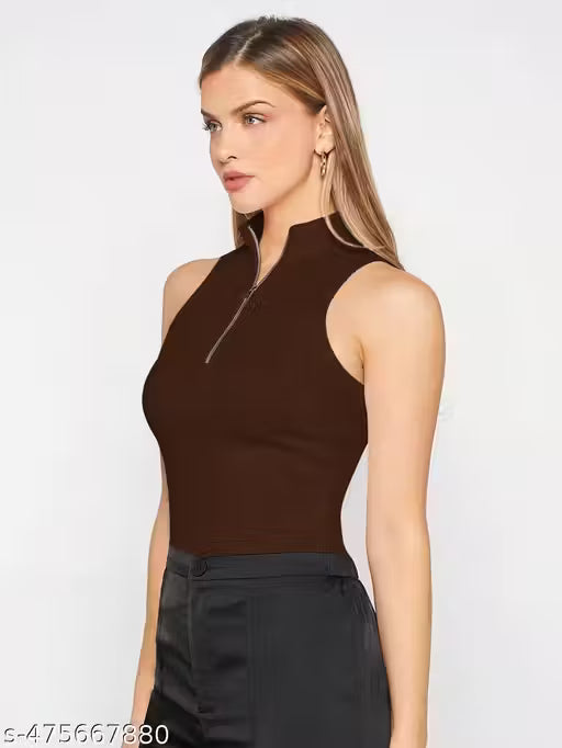 Trendystore Half Zip Mock Neck Tank Top Workwear