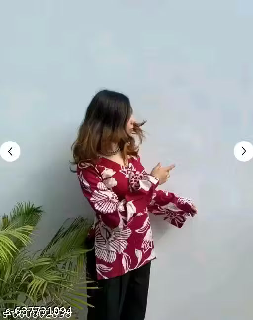 New red white flower kurti