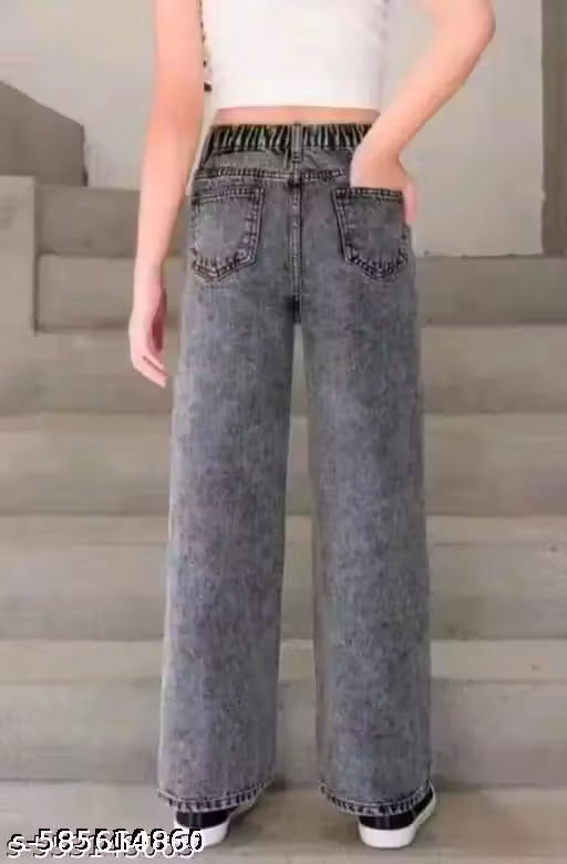 STRAIGHT FIT FADED LOOK GREY JEANS FOR GIRLS AND WOMEN