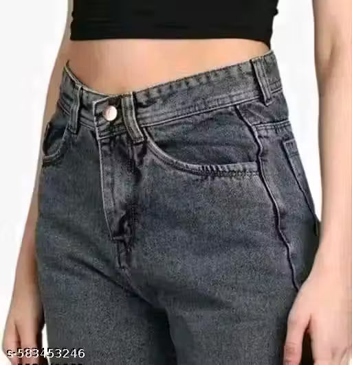 WIDE LEG GREY DENIM JEANS FOR GIRLS AND WOMEN