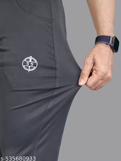 2 Way Lycra Polyester Boys Zipper Pocket Strachable Comfortable Track Pants (Gray)