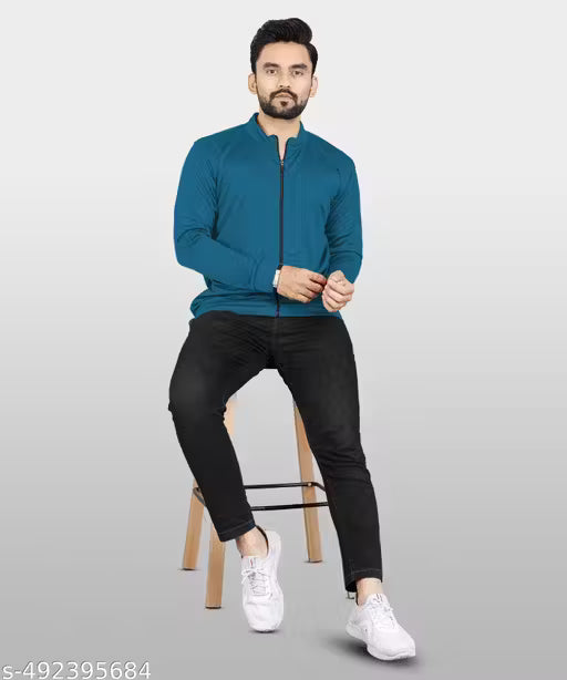 Full Sleeve Polyester Full Zip with Pocket Solid Men's Sports Track Standard Length Jacket ₹321 onwards