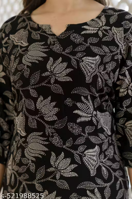 Dressar Women Printed Viscose Rayon Straight Kurta || Women Floral Print Viscose Rayon Straight Kurta ||Women Floral Print Viscose Rayon Short Kurta