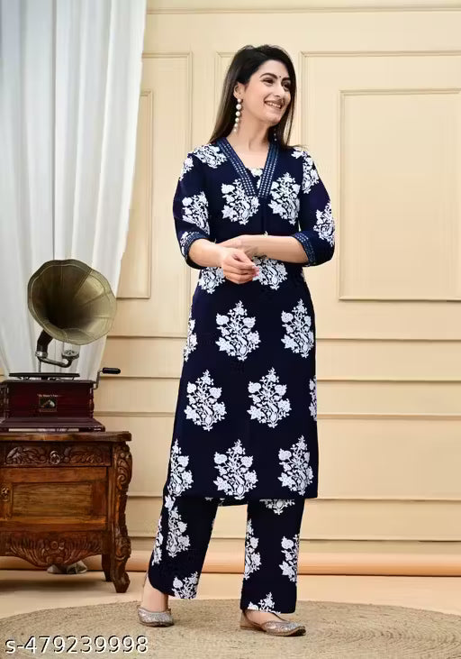 Blue printed Kurti With Palazzo