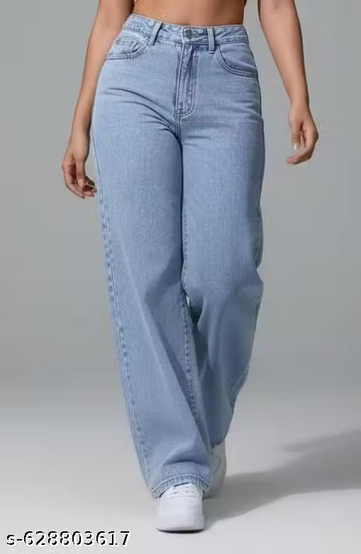 H&H ICE Blue High Waist Straight Fit Jeans
