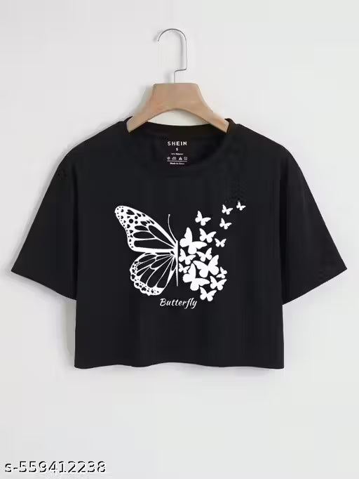 Black crop top baterfly haf