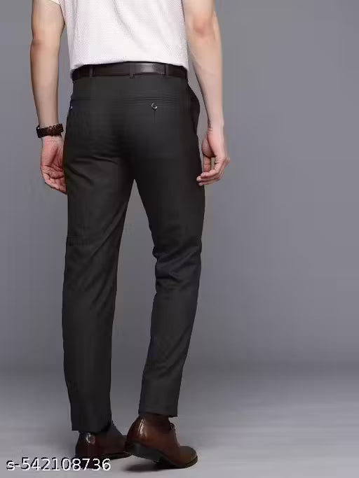 Q AND K Classic Fit Formal Trousers - Solid Black