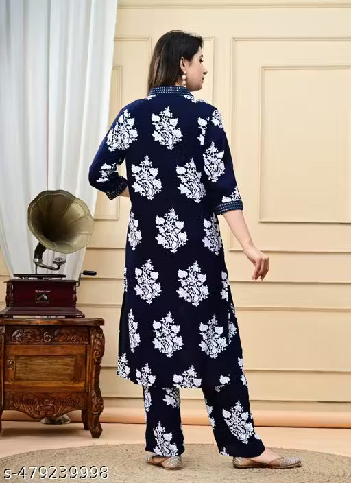 Blue printed Kurti With Palazzo