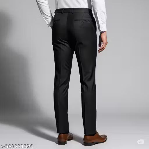Q AND K Regular Fit Formal Trousers - Black