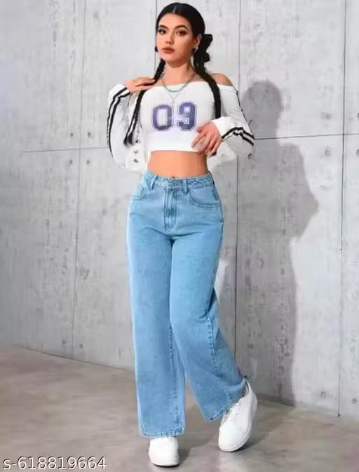 STRAIGHT FIT FADED JEANS , GIRLS AND WOMEN