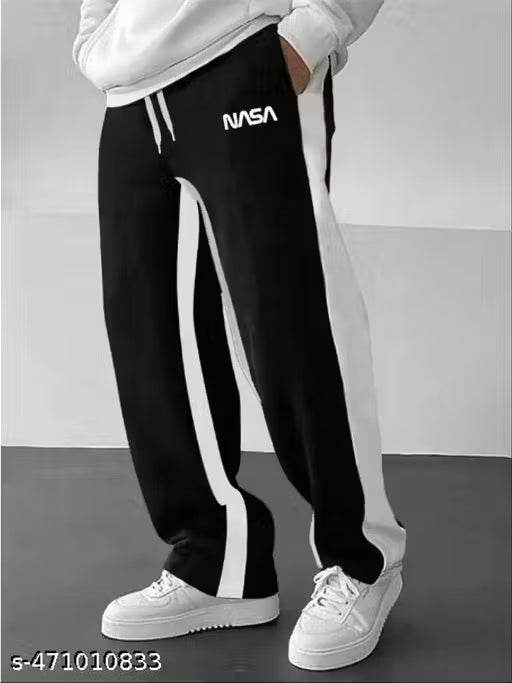 NASA BLACK AND GREY COTTON BLEND TRACKPANT
